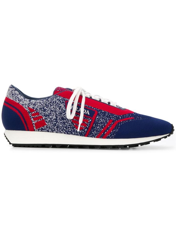 Prada Stretch Fabric Sneakers - Blue