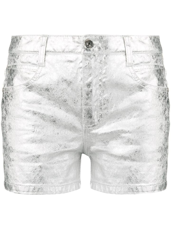 Ermanno Scervino Metallic Mid-rise Shorts - Silver