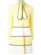 Boutique Moschino - Flappy Tie Midi Coat - Women - Cotton/polyamide/polyester/acetate - 42, Yellow/orange, Cotton/polyamide/polyester/acetate
