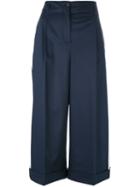 Semicouture Side Stripe Cropped Trousers, Women's, Size: 42, Blue, Polyester/spandex/elastane/viscose