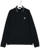 Stone Island Junior - Teen Long Sleeve Polo Shirt - Kids - Cotton/spandex/elastane - 14 Yrs, Blue