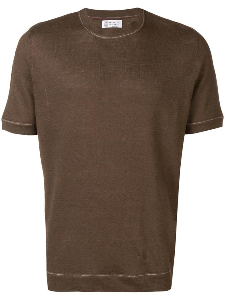Brunello Cucinelli Stitching Detail T-shirt - Brown