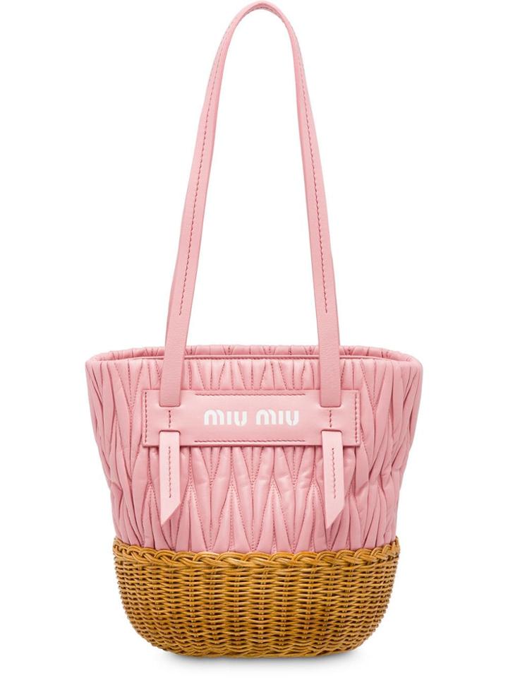 Miu Miu Wicker Bucket Bag - Pink & Purple