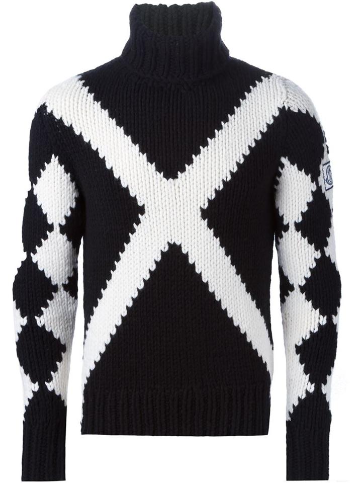 Moncler Gamme Bleu Monochrome Argyle Print Sweater