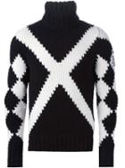 Moncler Gamme Bleu Monochrome Argyle Print Sweater
