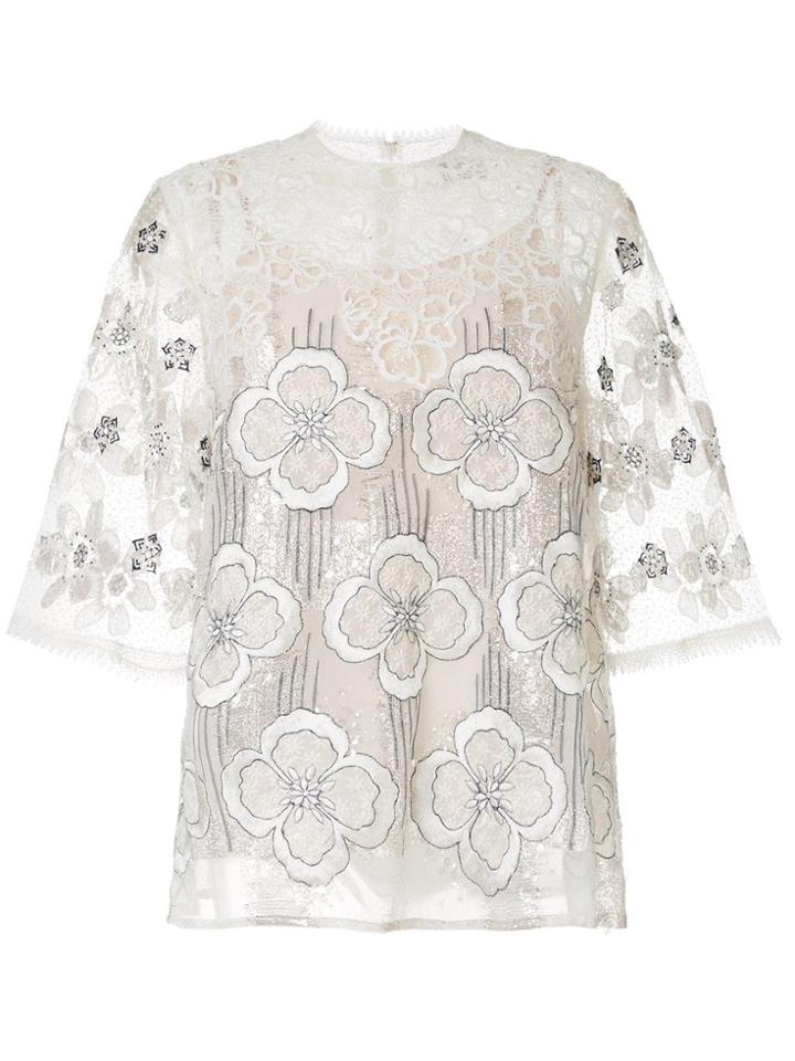 Biyan Floral Blouse - White