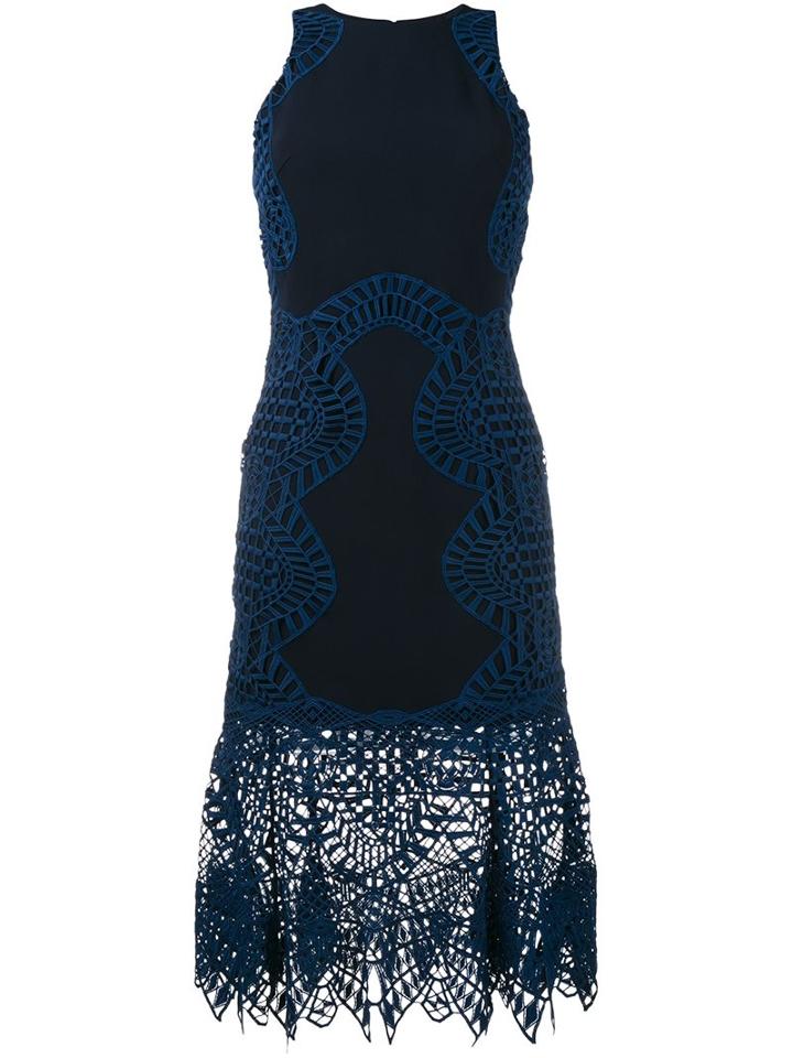 Jonathan Simkhai Macrame Lace Fitted Dress, Women's, Size: 2, Blue, Silk/polyester/spandex/elastane/viscose