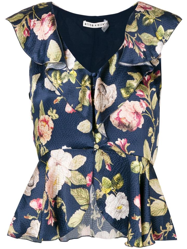 Alice+olivia Floral Print Top - Blue