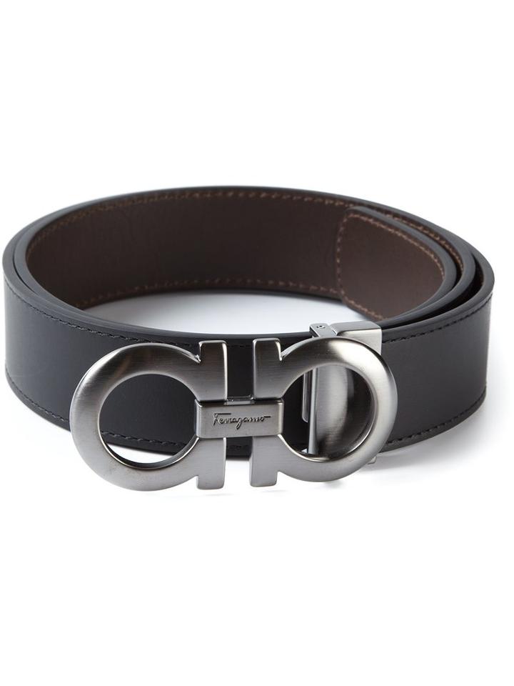 Salvatore Ferragamo Gancini Buckle Belt, Men's, Size: 115, Black, Metal (other)/calf Leather