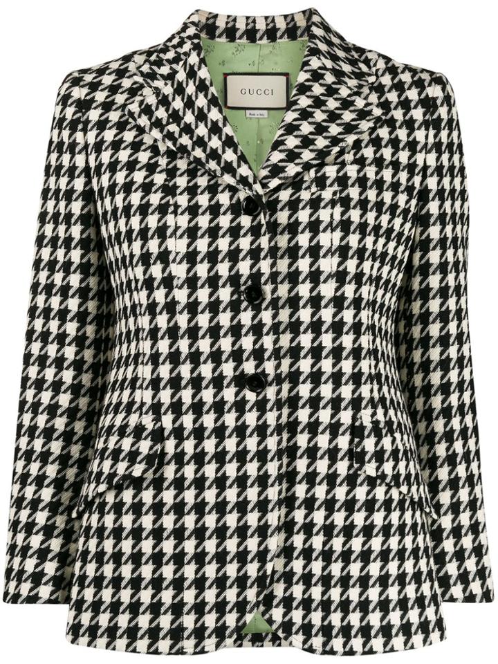 Gucci Houndstooth Print Blazer - Black