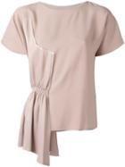 Mm6 Maison Margiela Gathered Detail T-shirt, Women's, Size: 42, Nude/neutrals, Acetate/viscose