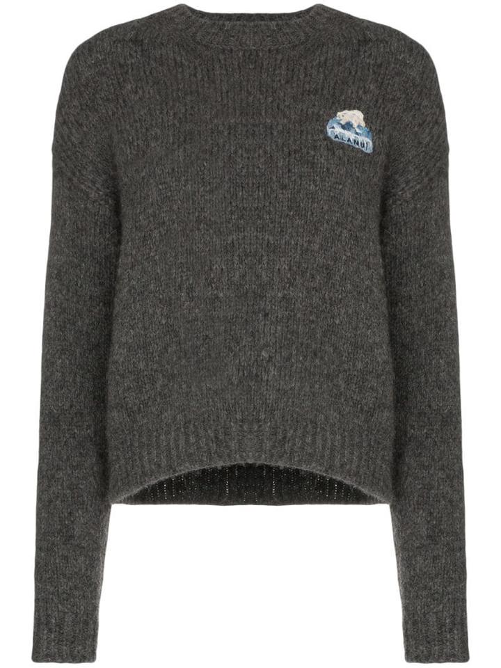 Alanui Intarsia Knit Slogan Jumper - Grey