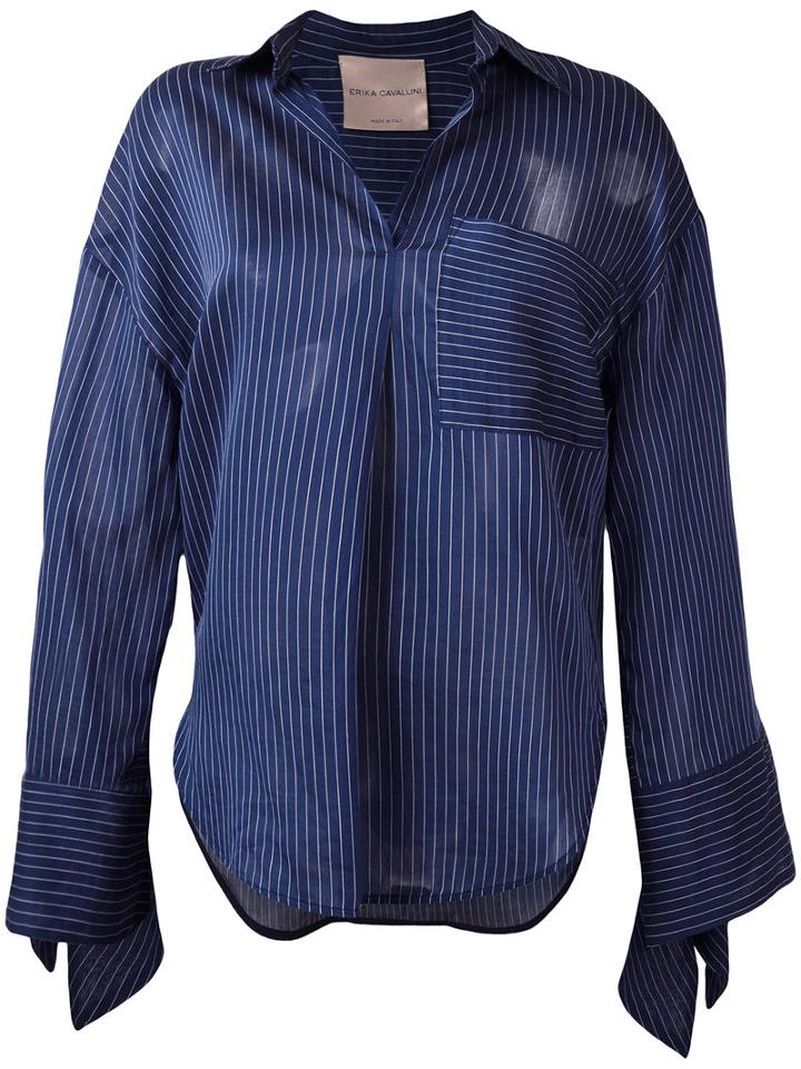 Erika Cavallini Striped Shirt, Women's, Size: 40, Blue, Silk/cotton