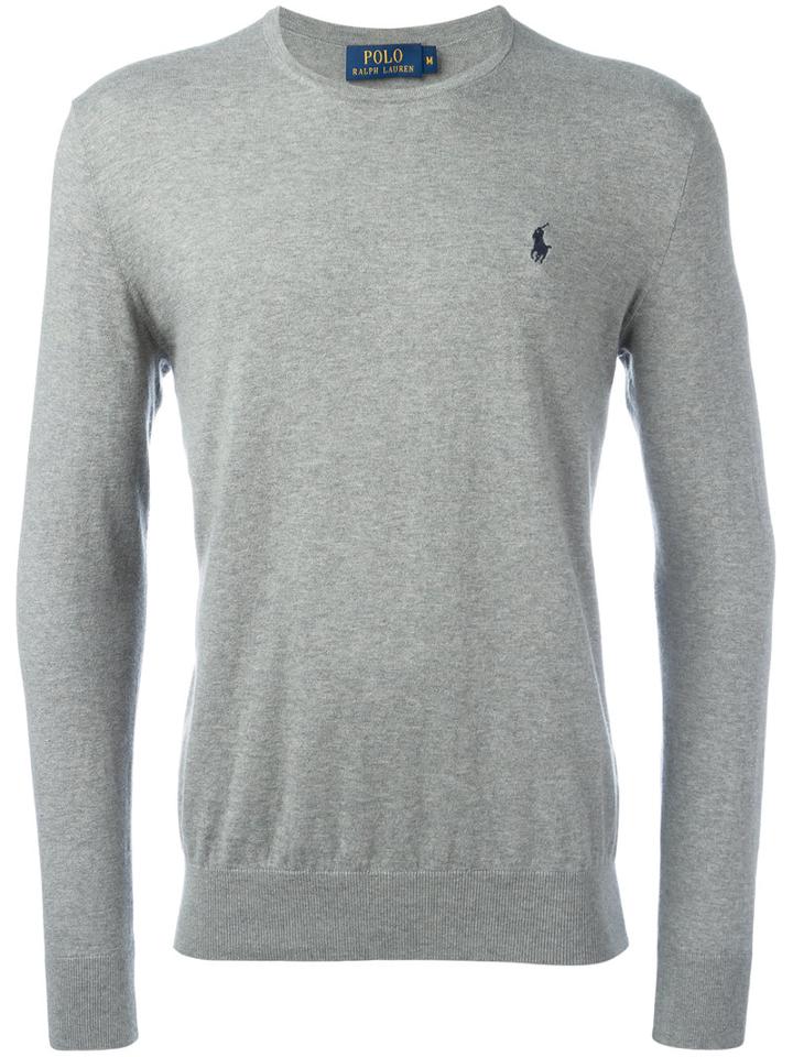 Polo Ralph Lauren Embroidered Logo Jumper, Men's, Size: Small, Grey, Cotton/cashmere
