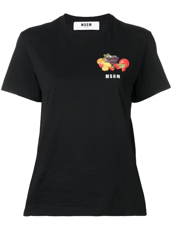 Msgm Fruit Stamp T-shirt - Black