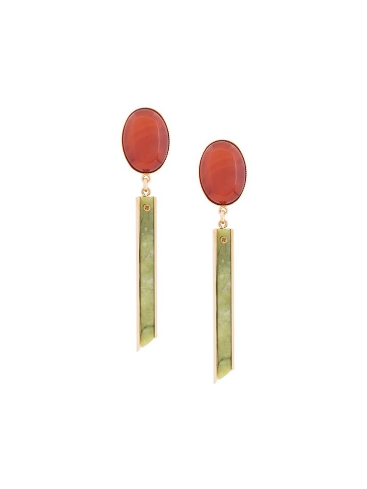 Crystalline Clip-on Stone Earrings - Green