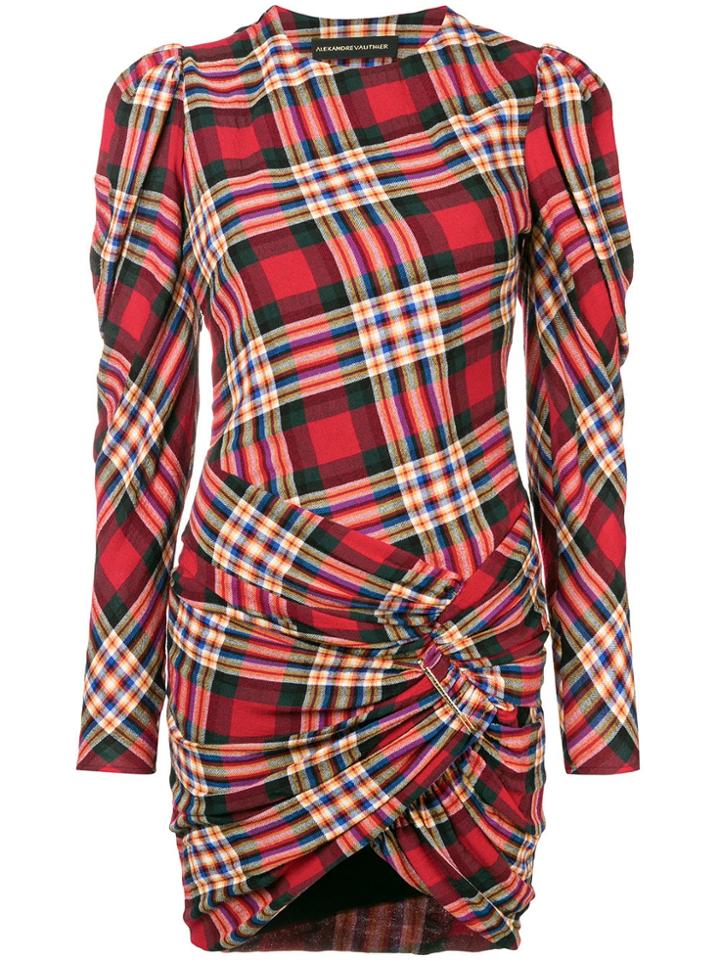 Alexandre Vauthier Check Draped Mini Dress - Red
