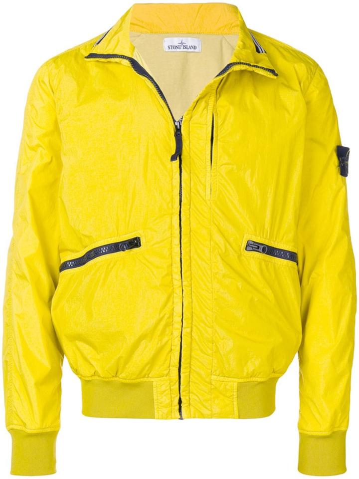 Stone Island Logo Bomber Jacket - Yellow