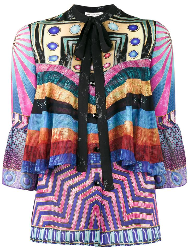 Mary Katrantzou Milana Silk Top With Bow - Multicolour
