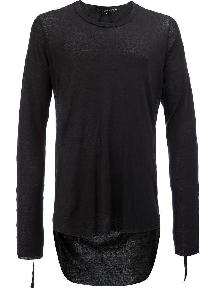 Cedric Jacquemyn Drop Hem T-shirt, Men's, Size: 50, Black, Cotton/linen/flax