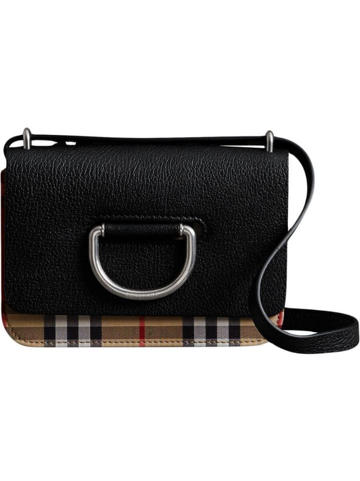 Burberry Mini Vintage Check-trim D-ring Bag - Black