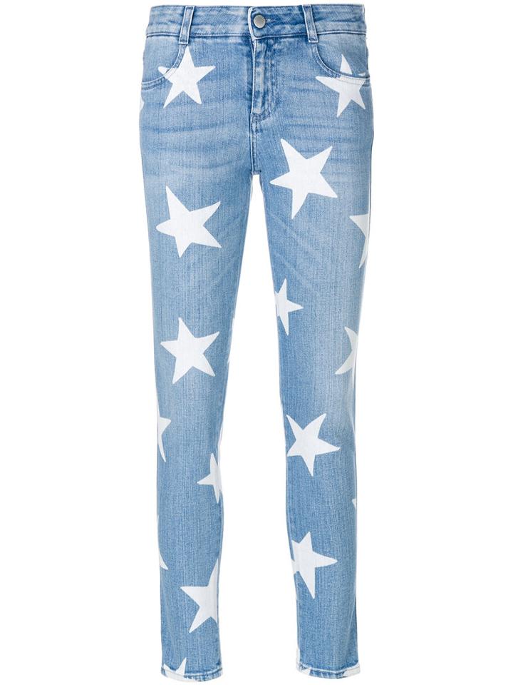 Stella Mccartney - Star Print Skinny Jeans - Women - Cotton/polyester - 25, Blue, Cotton/polyester
