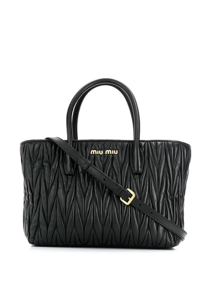 Miu Miu Small Shopping Matelasee Bag - Black