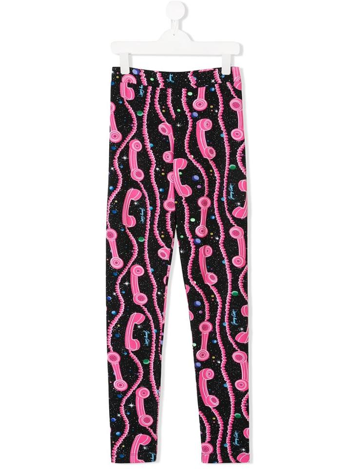Jeremy Scott Junior Teen Telphone-print Leggings - Black