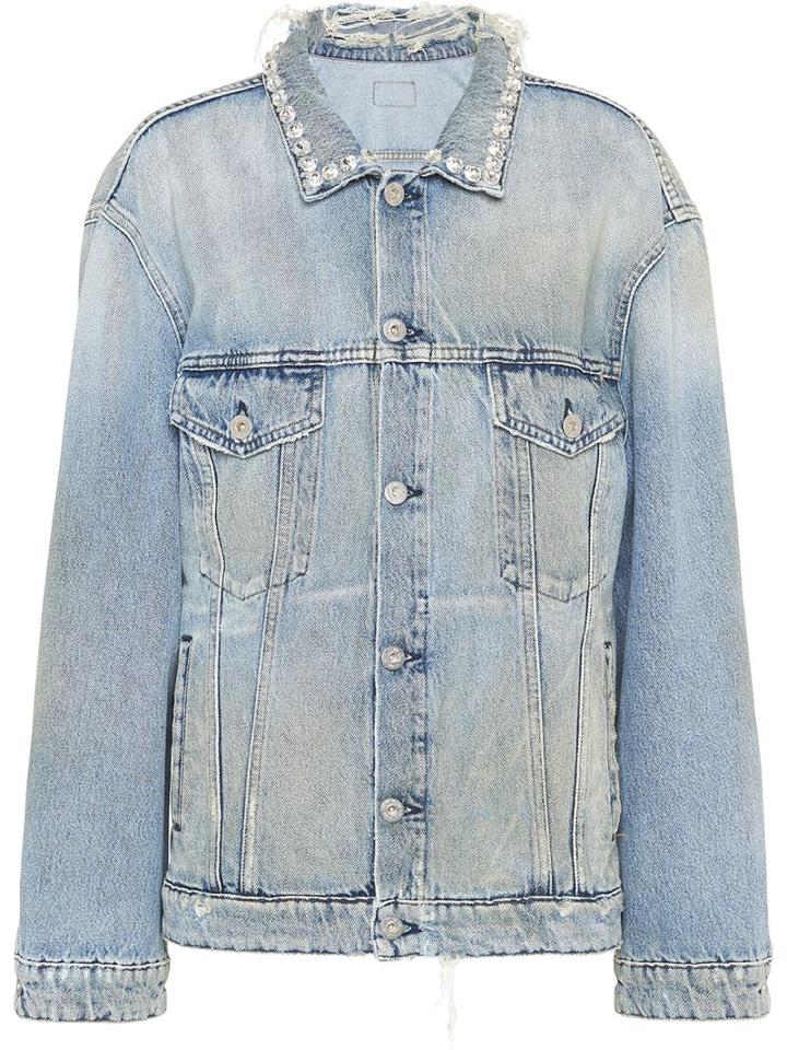 Miu Miu Distressed Denim Jacket - Blue