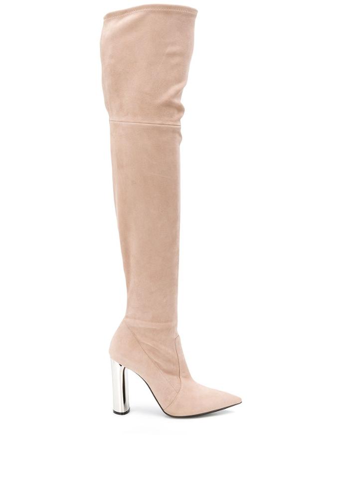 Casadei Thigh High Suede Boots - Neutrals