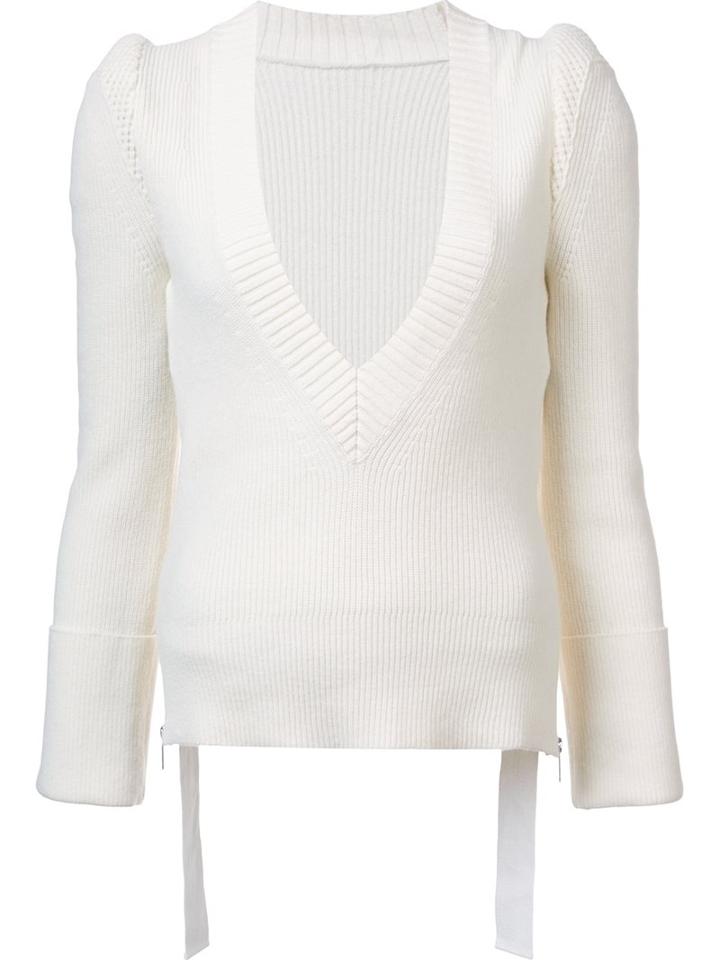 Sacai V-neck Jumper, Women's, Size: 3, White, Wool
