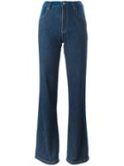 See By Chloé Stripe Appliqué Flared Jeans - Blue