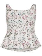 Erdem Kelsie Floral-print Peplum Hem Top - Neutrals