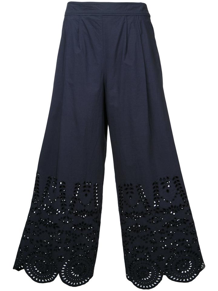 Muveil - Cropped Trousers - Women - Cotton - 40, Women's, Blue, Cotton