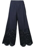 Muveil - Cropped Trousers - Women - Cotton - 40, Women's, Blue, Cotton