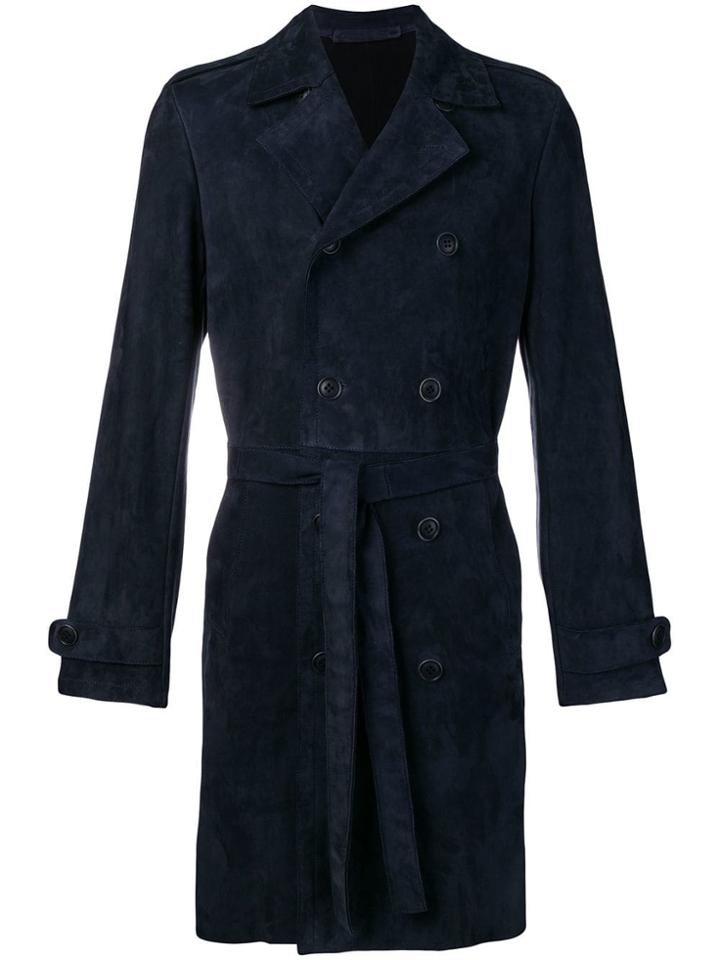 Salvatore Santoro Belted Double Breasted Coat - Blue