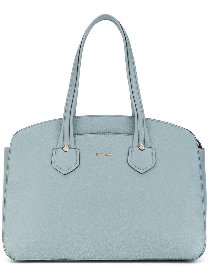 Furla Top Handles Tote, Women's, Blue, Leather/nylon/viscose