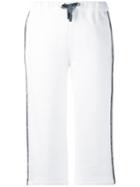 Eleventy - Crystal Embellished Cropped Trousers - Women - Cotton/polyamide - Xs, White, Cotton/polyamide