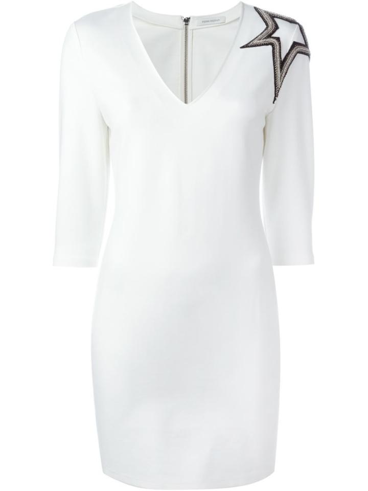 Pierre Balmain Star Appliqué Fitted Dress, Women's, Size: 40, White, Nylon/polyester/spandex/elastane