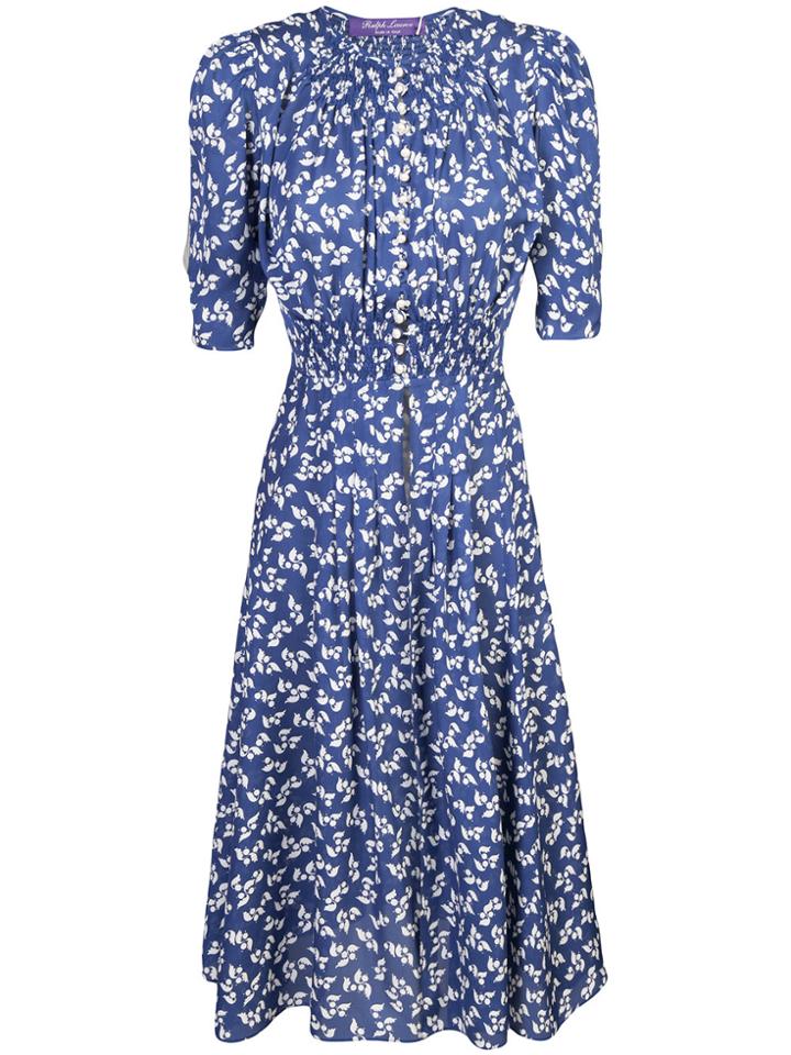Ralph Lauren Collection Faux Pearl-embellished Floral-print Dress -