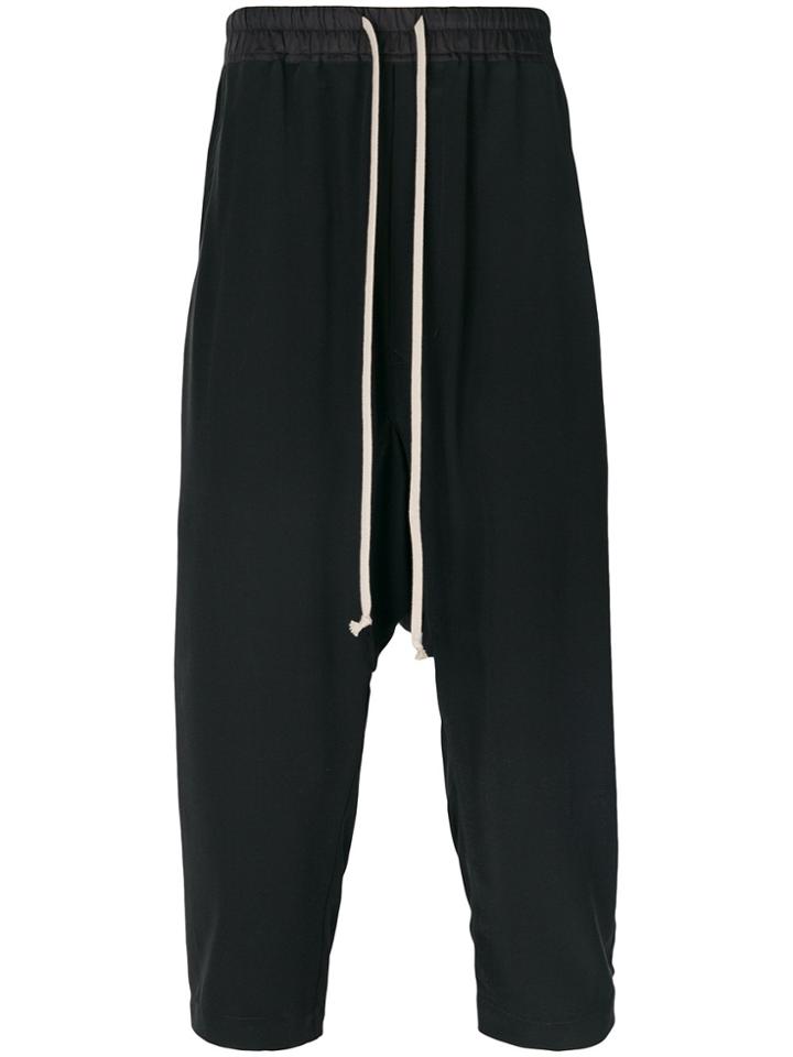 Rick Owens Dropped Crotch High Waisted Trousers - Black