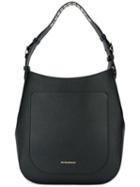 Burberry Eyelets Strap Tote, Women's, Black, Leather/cotton/polyamide
