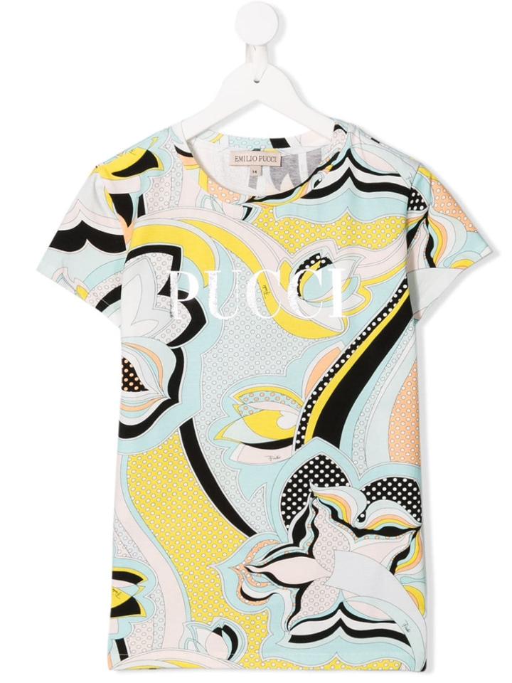Emilio Pucci Junior Teen Floral Print T-shirt - Blue