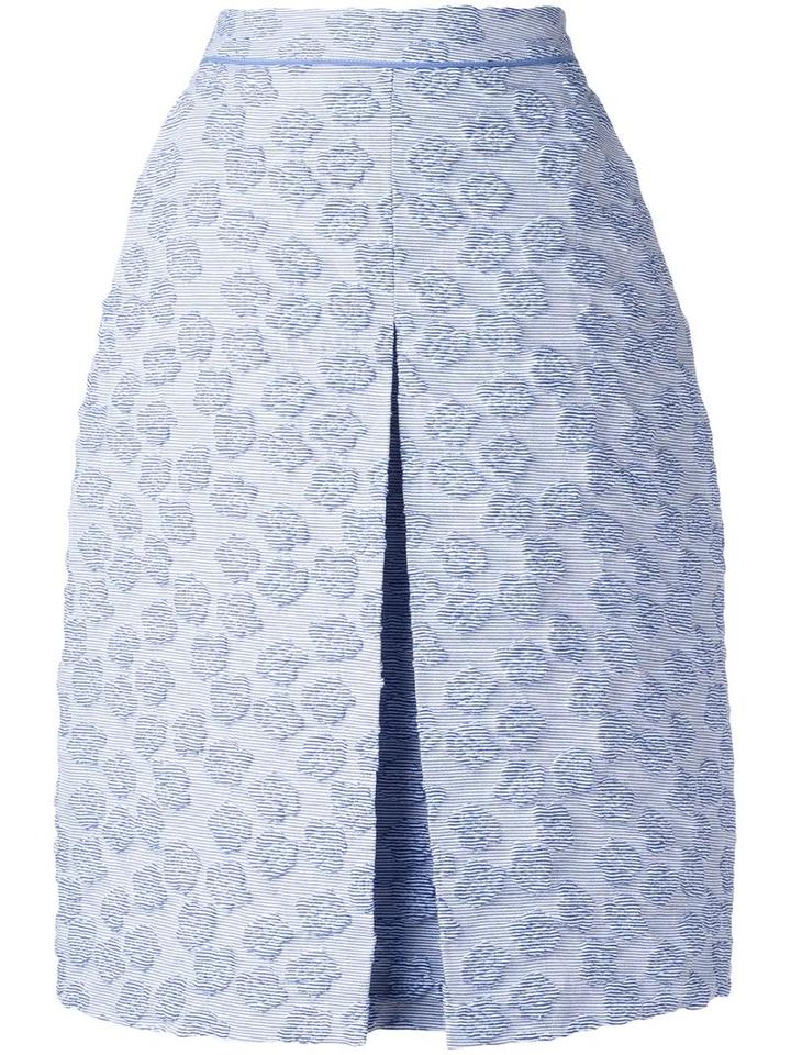 Odeeh Inverted Pleat Textured Skirt, Women's, Size: 36, Blue, Cotton/polyamide/polyester/polyacrylic