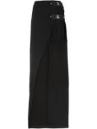 Versus Asymmetric Pleated Skirt, Women's, Size: 40, Black, Polyester/silk/spandex/elastane/leather