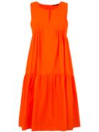 Odeeh Ruffled Flared Dress, Women's, Size: 34, Yellow/orange, Cotton
