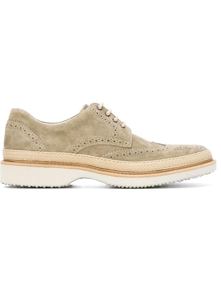 Hogan Rubber Sole Brogues, Men's, Size: 5, Nude/neutrals, Chamois Leather/leather/rubber