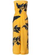 Osklen - Strapless Printed Jumpsuit - Women - Silk - 36, Yellow/orange, Silk