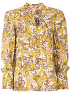 Chloé Floral Tie Neck Blouse - Multicolour