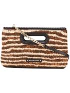 Michael Michael Kors - Striped Clutch - Women - Leather/straw - One Size, Brown, Leather/straw